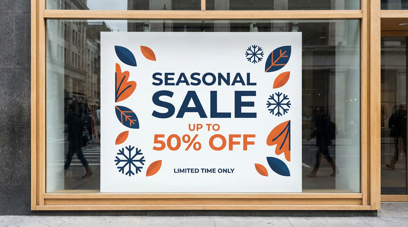 Promotional design before store window mockup